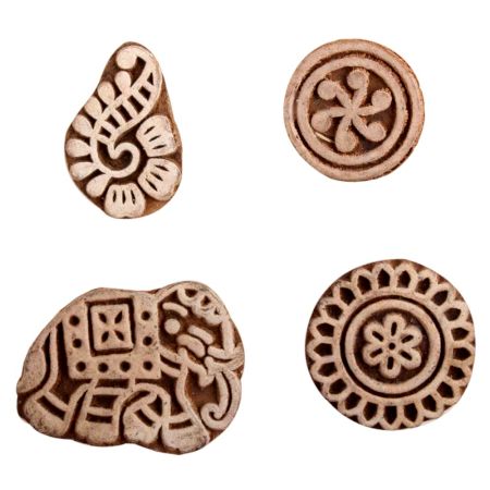 Set of 4 Piece New Mix Wooden Printing Block